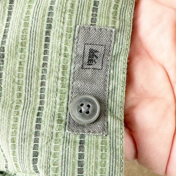 REI Men’s Green Stripe Long Sleeve Button Up Cool Plus Shirt - Picture 8 of 11